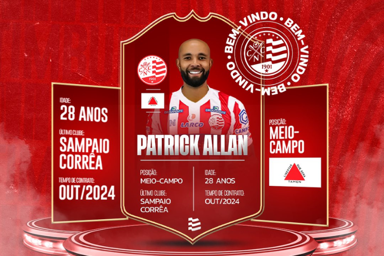 Nutico anuncia contratao do meia Patrick Allan, ex-Sampaio Corra