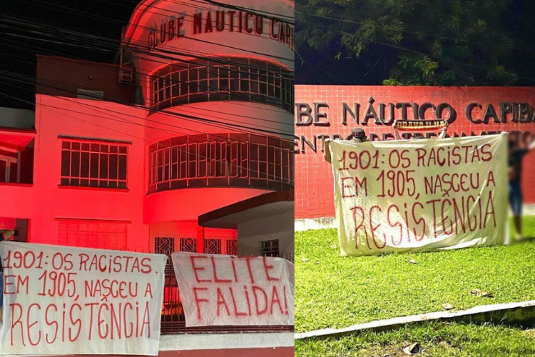 Torcida do Sport espalha faixas com tom discriminatrio na sede e no CT do Nutico