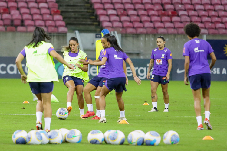 Seleo Brasileira realiza reconhecimento de gramado na Arena de Pernambuco